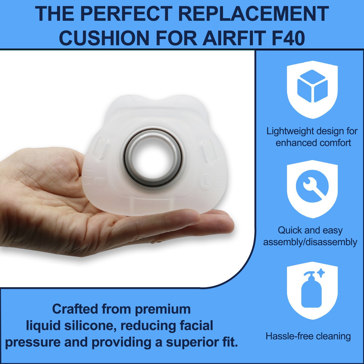AirFit F40 Replacement Cushion & Headgear Strap Set – Soft Silicone Seal & Adjustable Fit