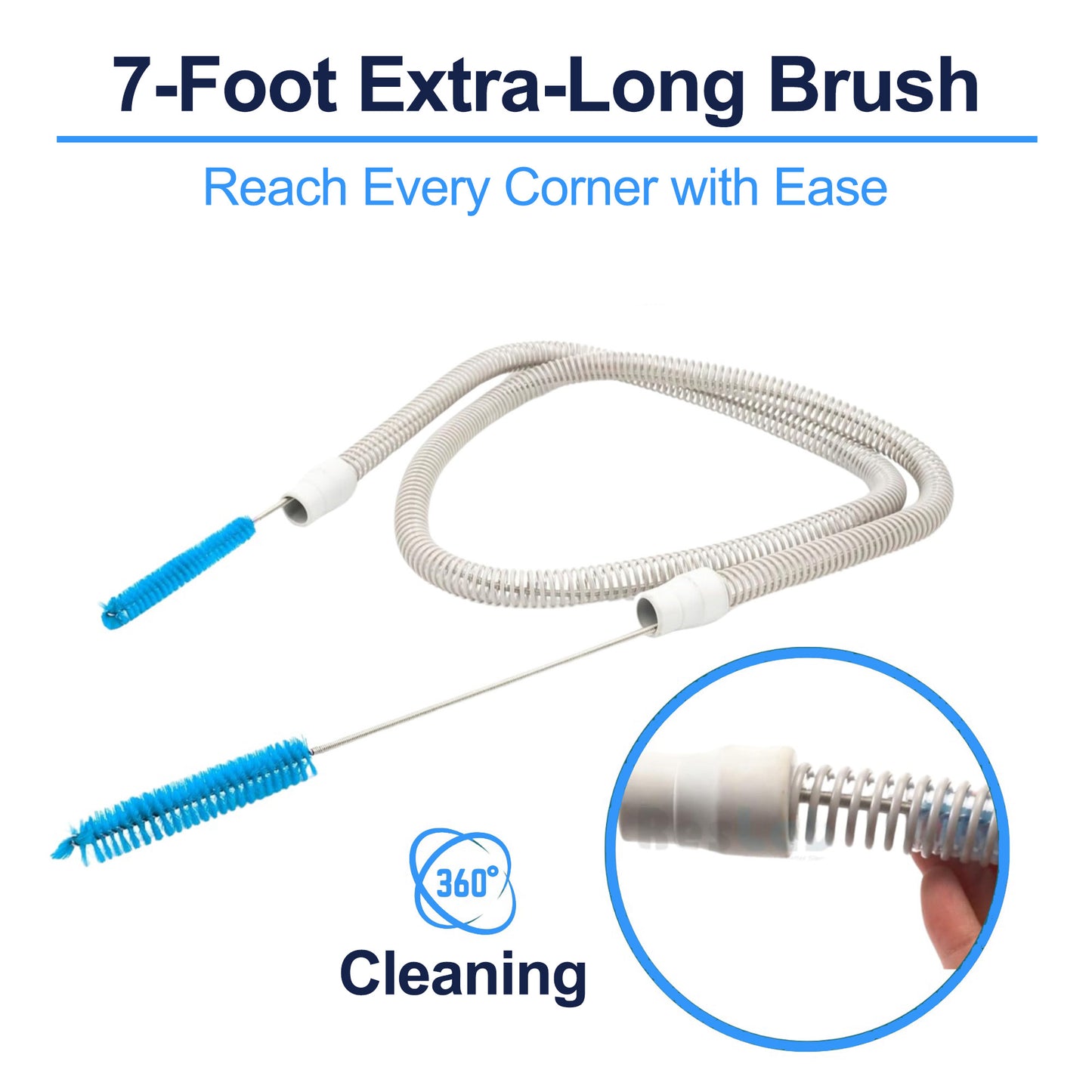 CPAP Hose Cleaning Brush Kit – Fits All Hoses & Masks, 7ft Long, 15mm/19mm Diameter