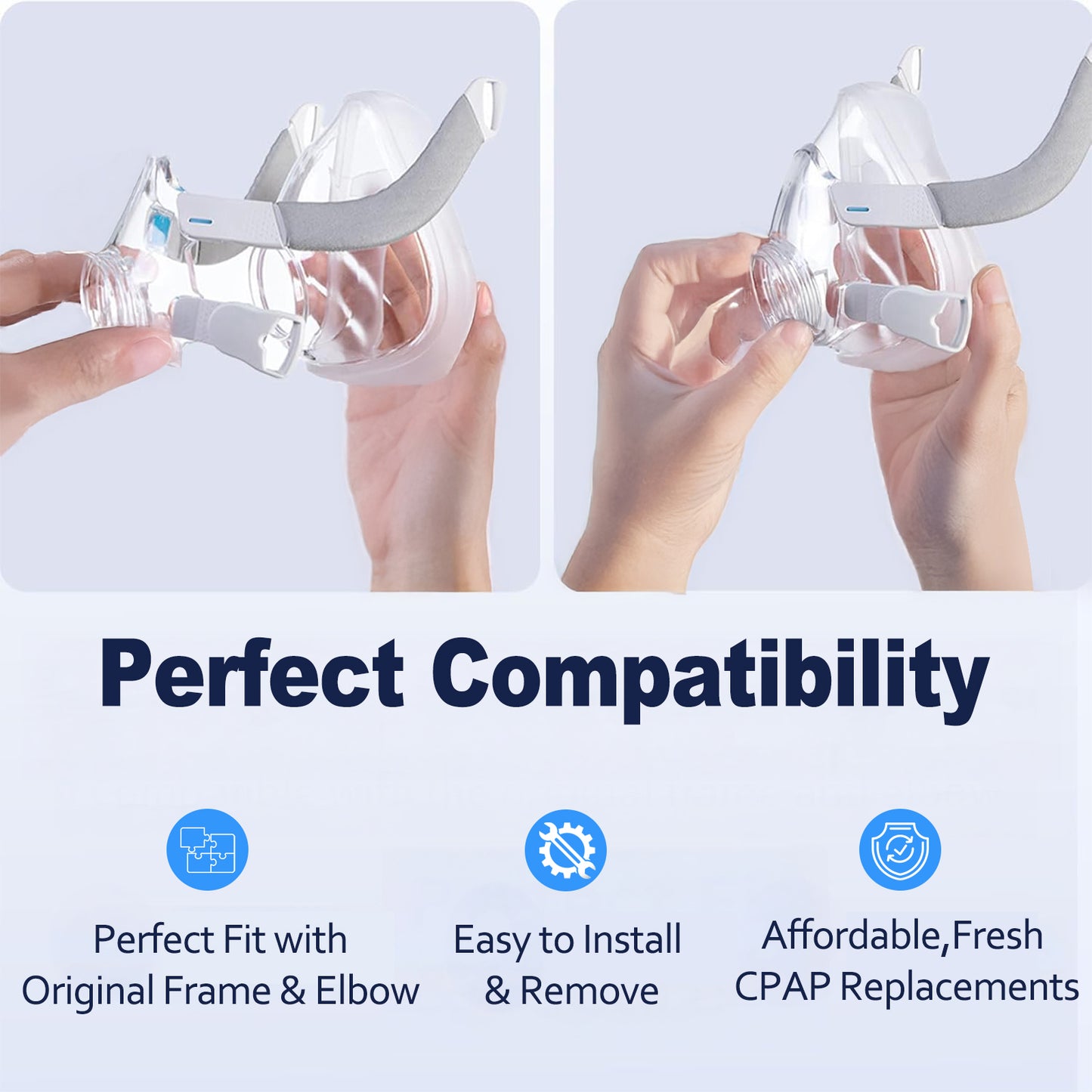 Replacement Mask for ResMed AirFit F20 – Complete Kit with Frame, Headgear & Cushion