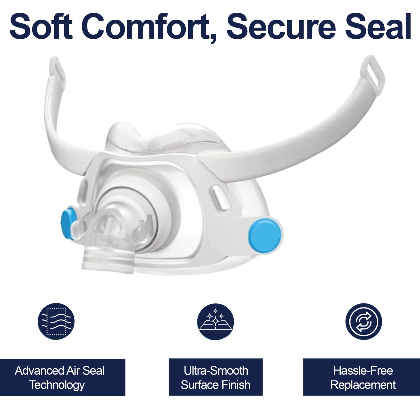 AirFit F40 Replacement Cushion & Headgear Strap Set – Soft Silicone Seal, Adjustable Fit (With Magnetic Clips)