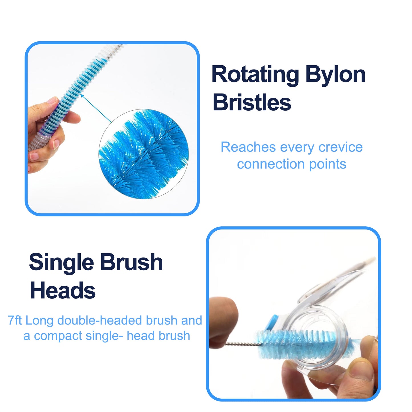 CPAP Hose Cleaning Brush Kit – Fits All Hoses & Masks, 7ft Long, 15mm/19mm Diameter